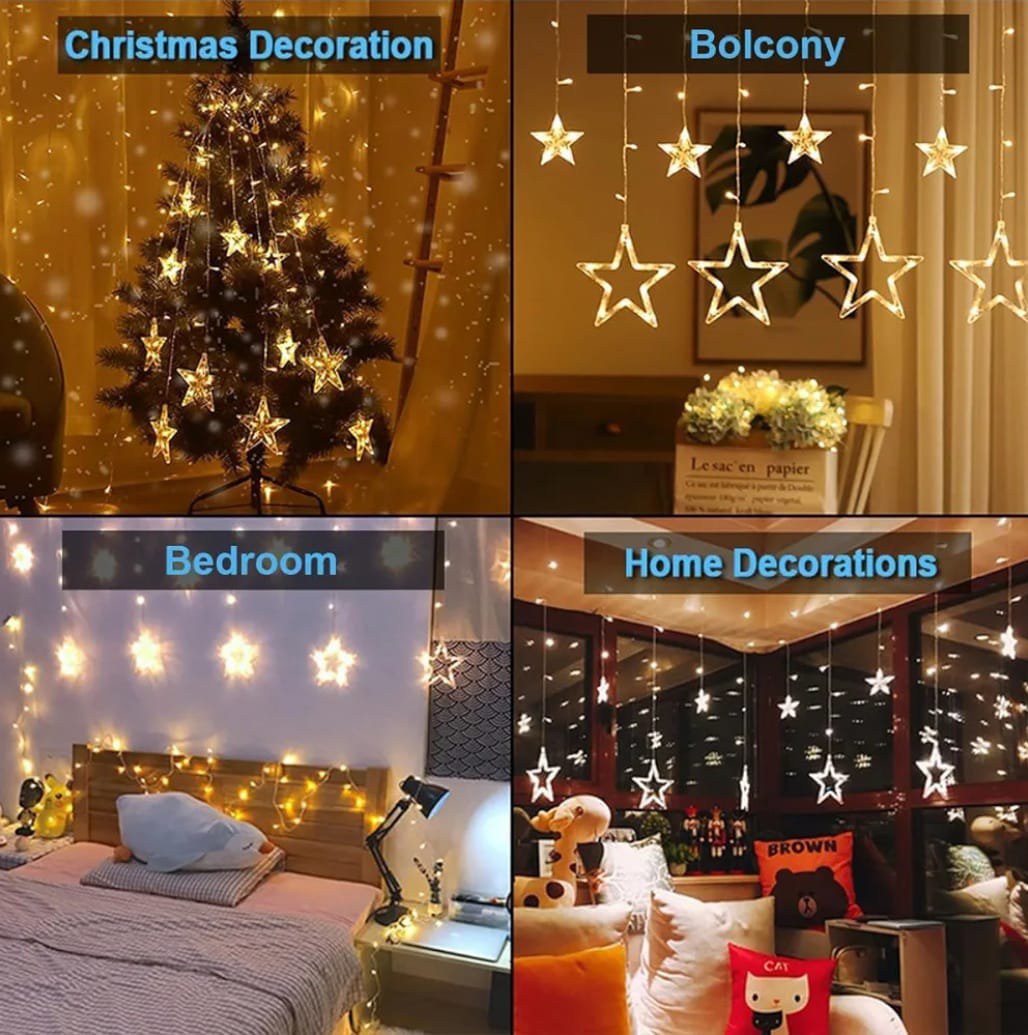 fizzytech Star Curtain LED String Lights