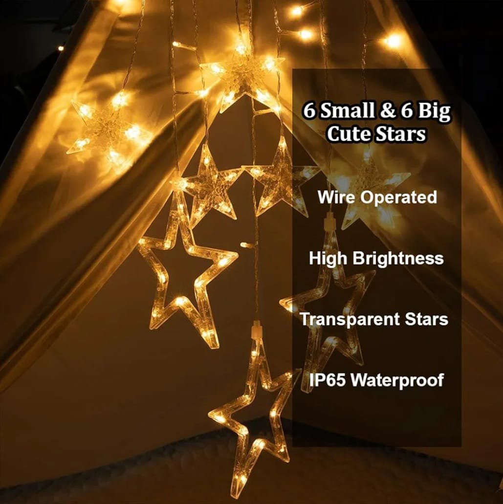 fizzytech Star Curtain LED String Lights