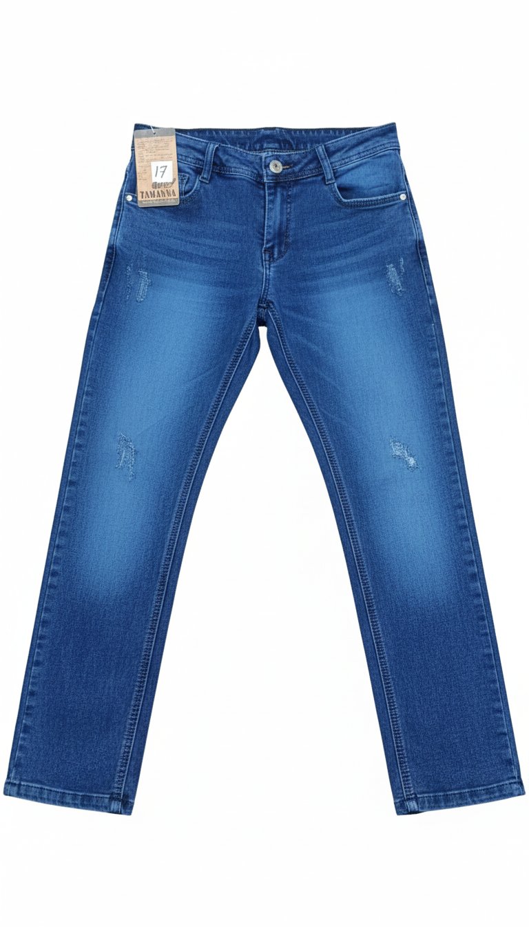 Men's Stylish Dark Blue Washed Distressed Denim Jeans