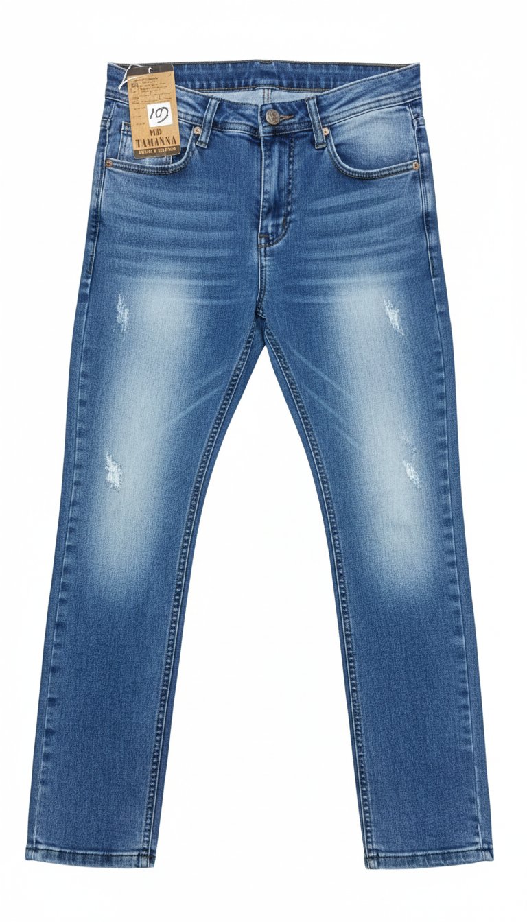 Men's Slim-Fit Mid-Wash Distressed Jeans