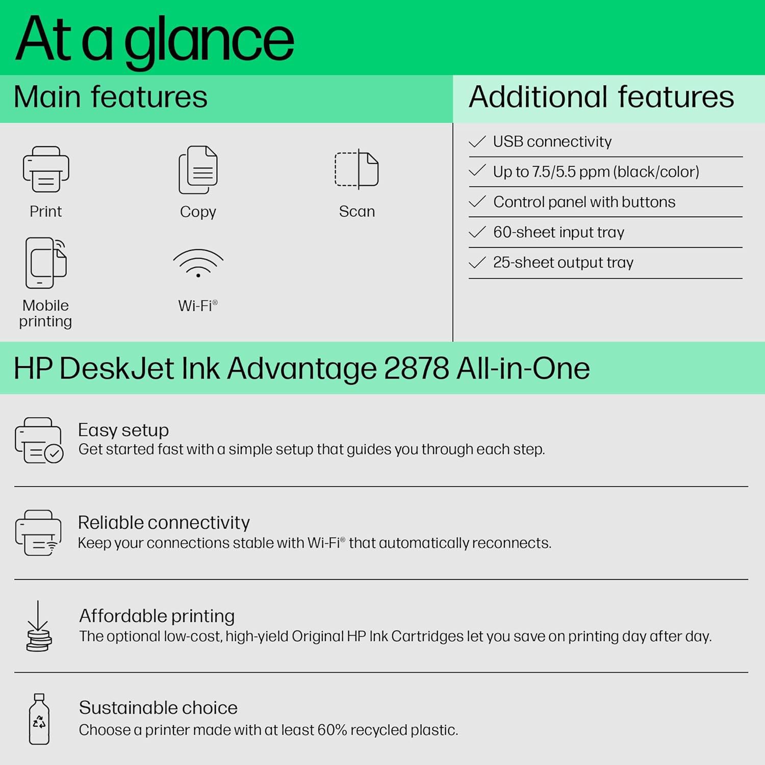 HP Ink Advantage 2878 WiFi Colour Printer