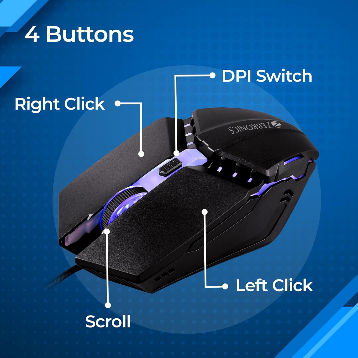 ZEBRONICS PHERO Wired Gaming Mouse