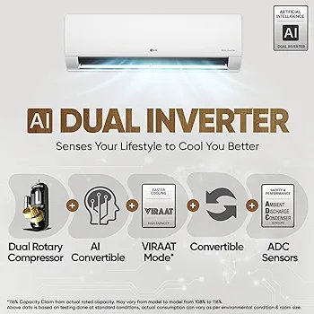 LG 1.5 Ton 3 Star DUAL Inverter Split AC