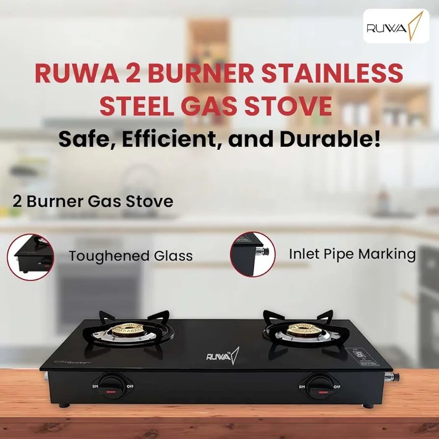 RUWA 2 Burner Gas Stove Glass Top