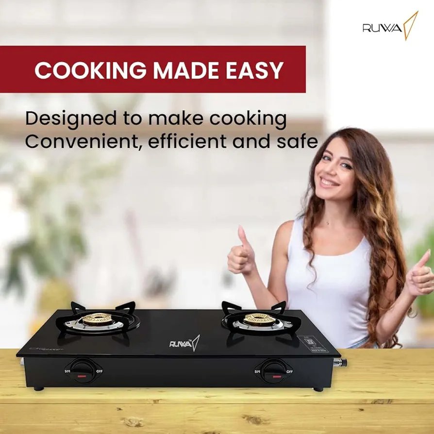 RUWA 2 Burner Gas Stove Glass Top