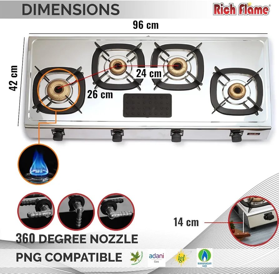 Rich Flame Gas Stove 4 Burners