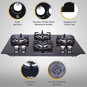 Whirlpool Hob 4 Burner Auto Ignition gas