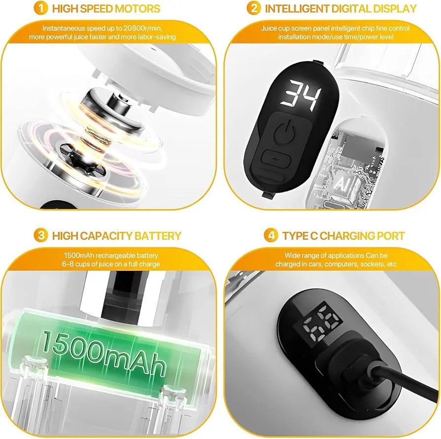 Portable Blender Electric Juicers Fruit Mixers