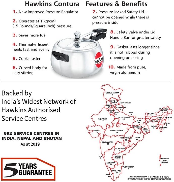 Contura (HC50) 5 L Pressure Cooker (Aluminium)