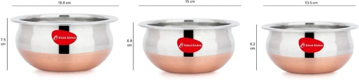 Stainless Steel 3PC Prabhu Chetty- Copper Cookware Set