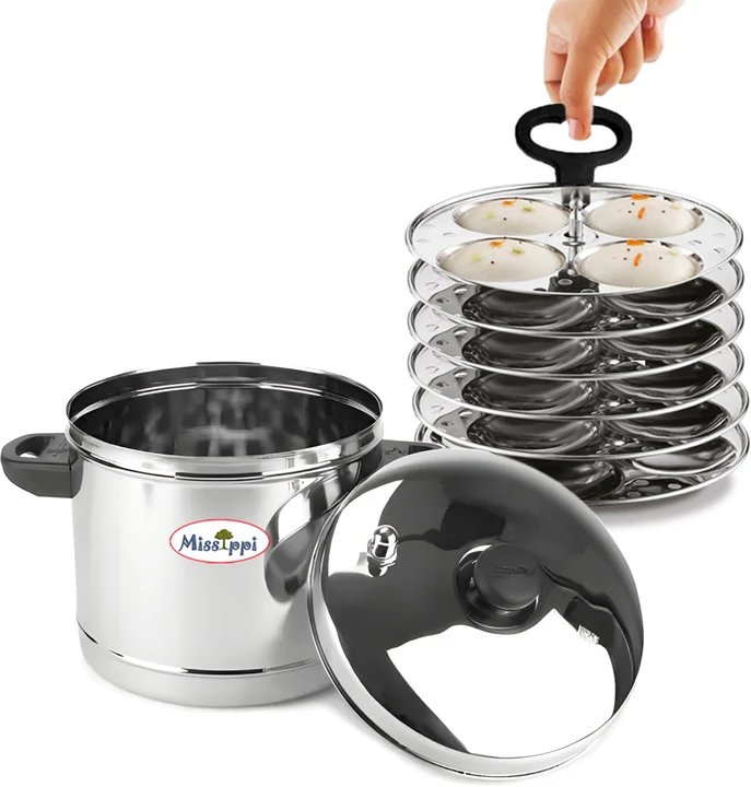 Steel 6 Plate Idli cooker,