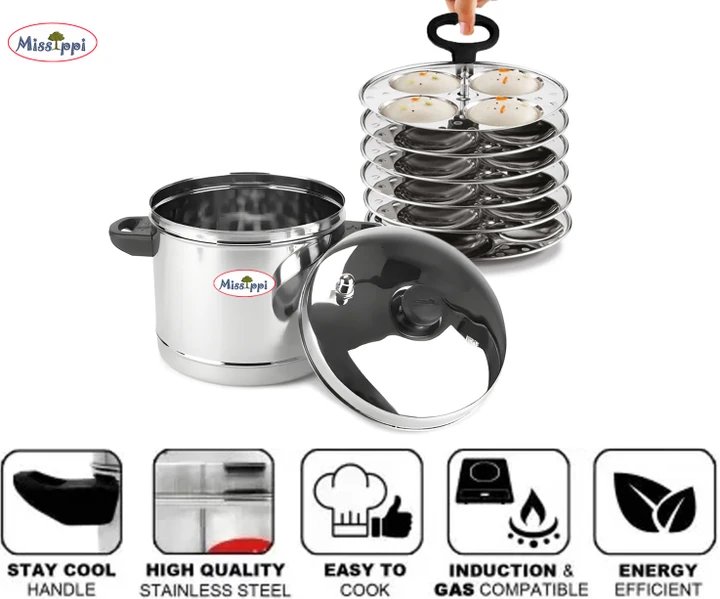 Steel 6 Plate Idli cooker,