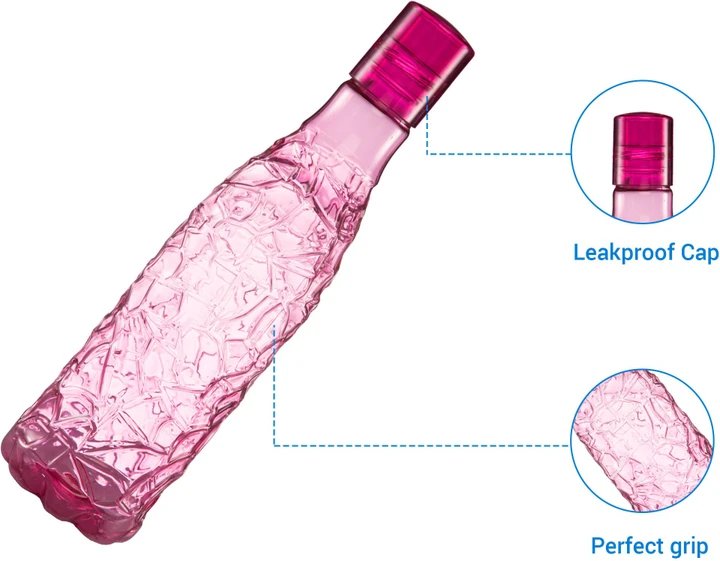 Plastic Bottle 1000 ml (Pack of 6, Pink)