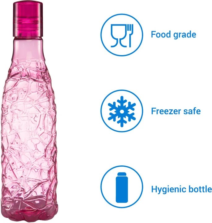 Plastic Bottle 1000 ml (Pack of 6, Pink)