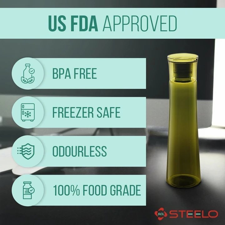 Plastic Bottle 1000 ml PET (Pack of 4, Green)