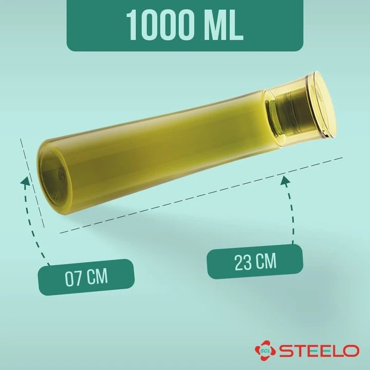 Plastic Bottle 1000 ml PET (Pack of 4, Green)