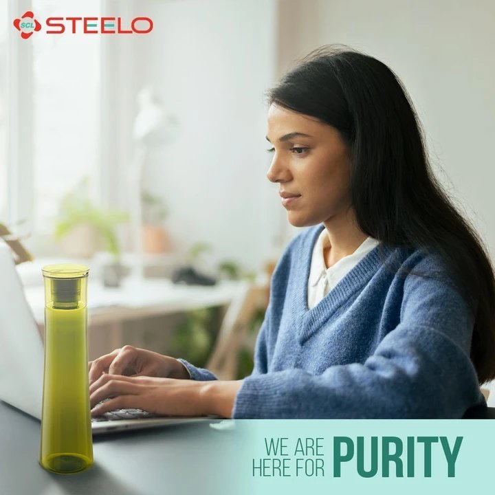 Plastic Bottle 1000 ml PET (Pack of 4, Green)