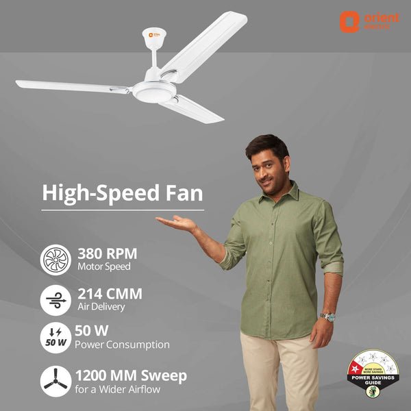 Orient Rapid Air Deco High Speed Ceiling Fan White