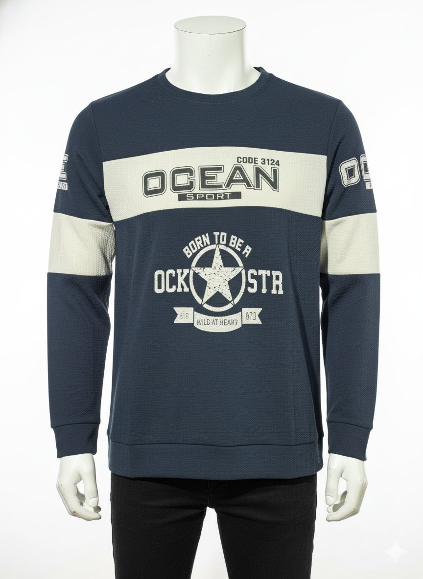 Men’s Sky Blue Embossed "New York" Sweatshirt