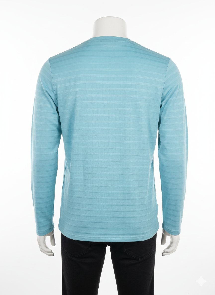 Men’s Textured Horizontal Stripe Sweatshirt in Sky Blue