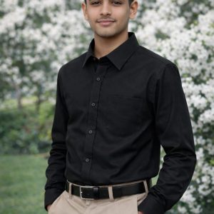 Men’s Midnight Black Slim-Fit Casual Shirt