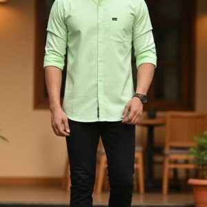 Men’s Light Green Casual Slim Fit Shirt