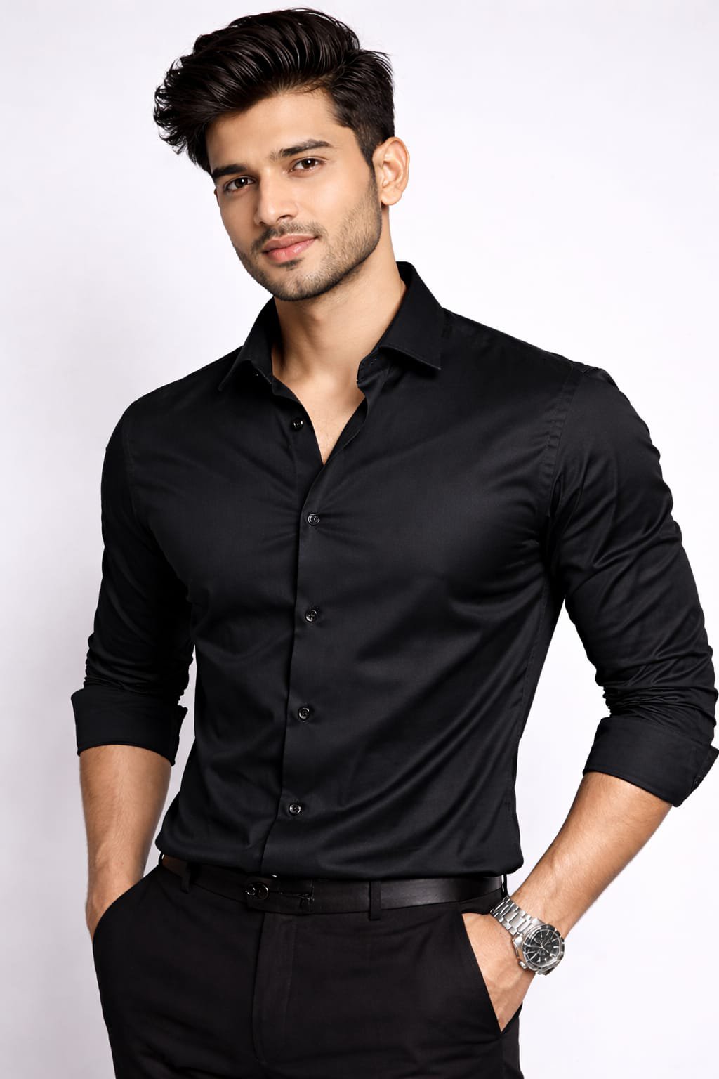 Premium Jet Black Slim Fit Formal Shirt