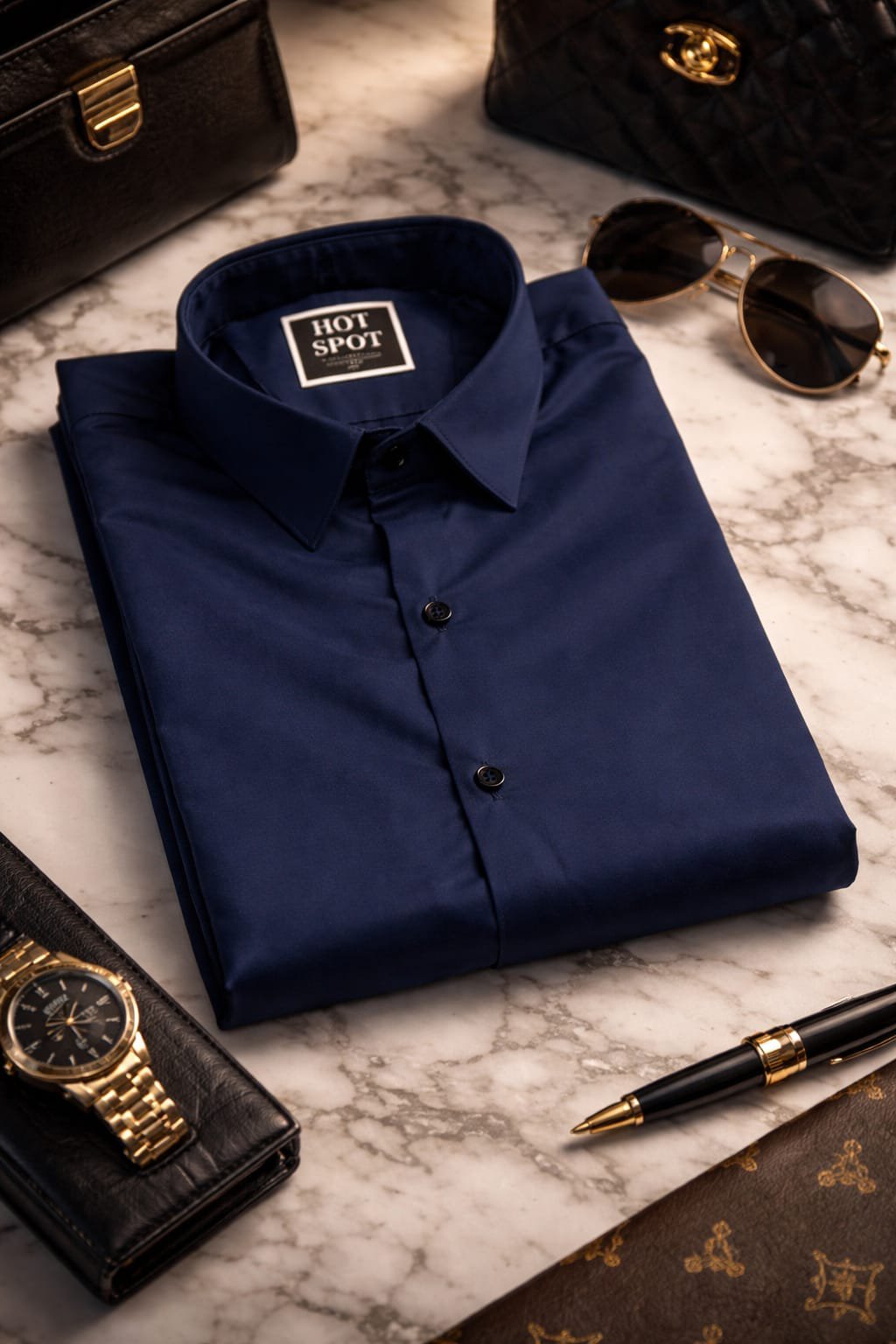Elegant Navy Blue Slim Fit Formal Shirt