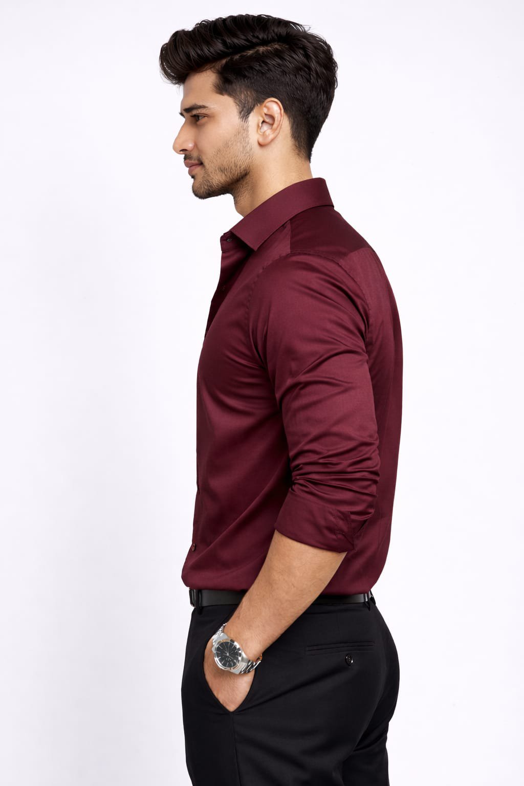 Classic Wine Maroon Slim Fit Formal Shirt
