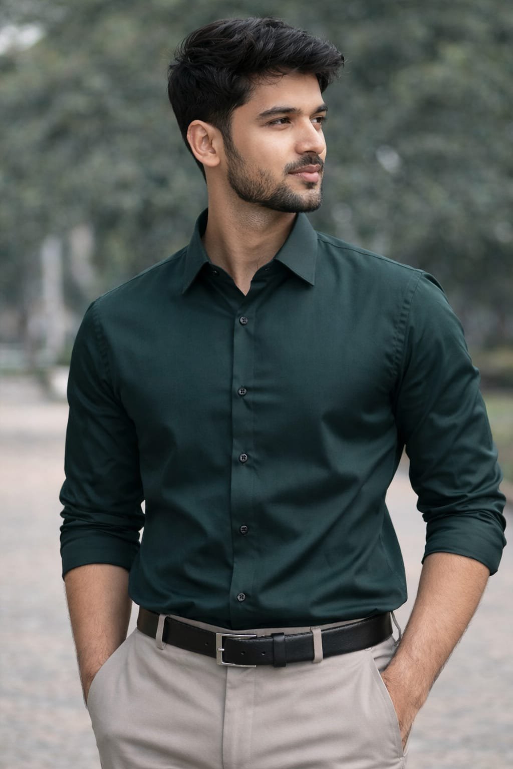 Premium Dark Green Slim Fit Formal Shirt