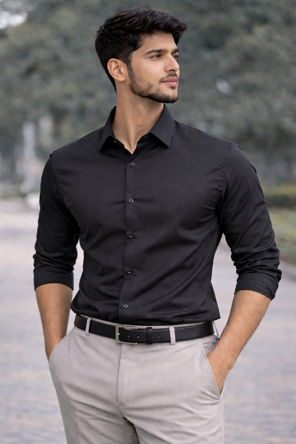 Classic Black Slim Fit Formal Shirt