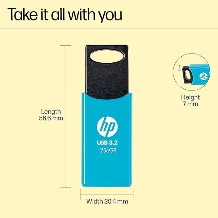 HP 712w 256GB USB 3.2 Flash Drive Blue 256 GB Pen Drive